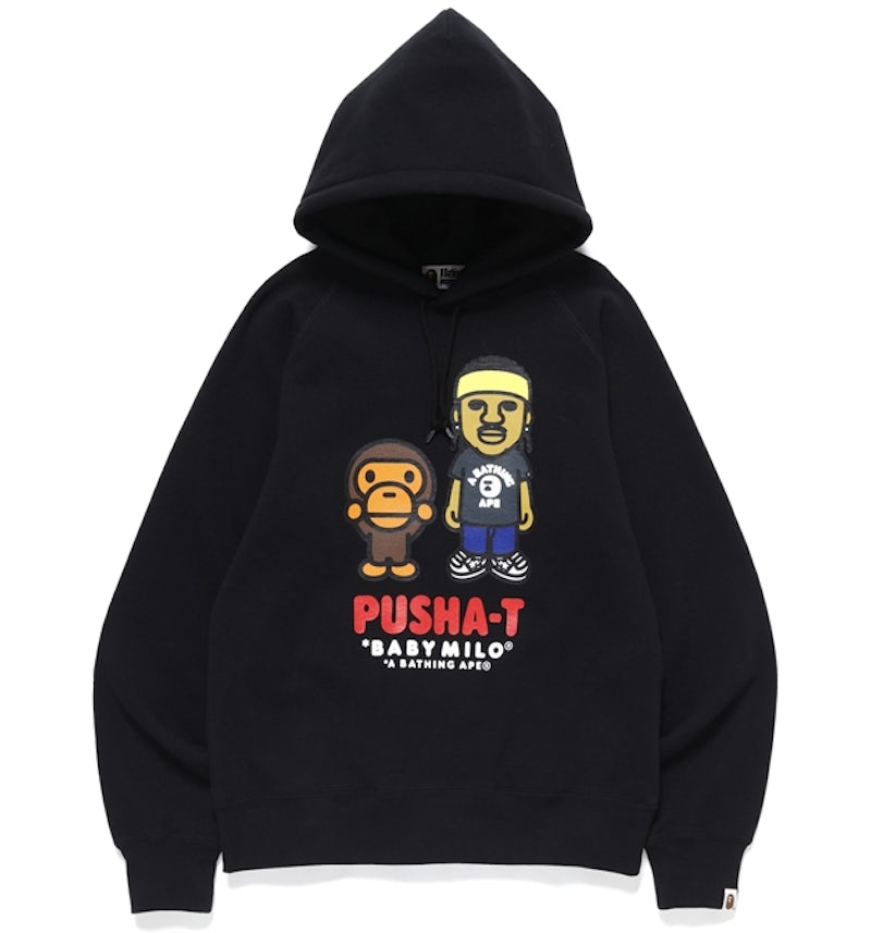 BAPE x Pusha T Baby Milo Pullover Hoodie Black Men's SS20 US