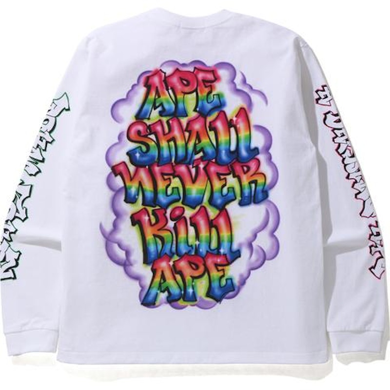 BAPE x READYMADE Spray Wide L/S Tee White Men's - SS21 - US