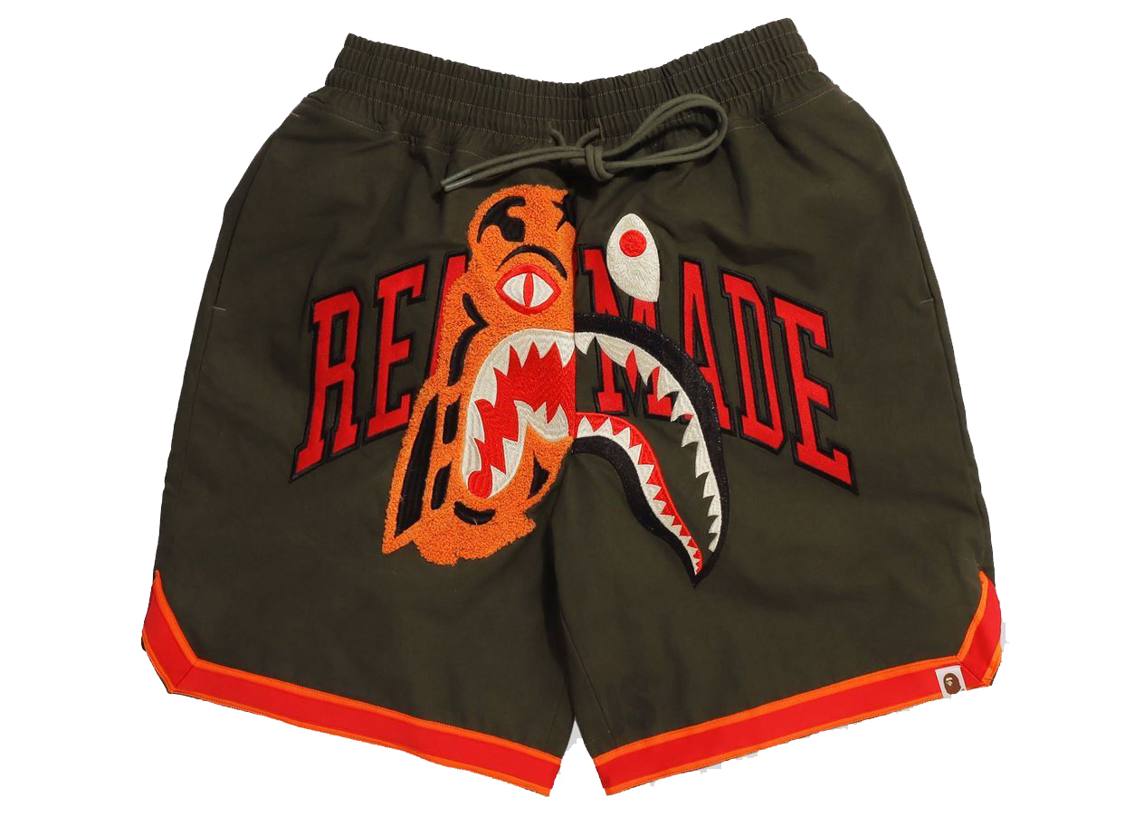 BAPE x READYMADE Tiger Shark Basketball Short Olivedrab