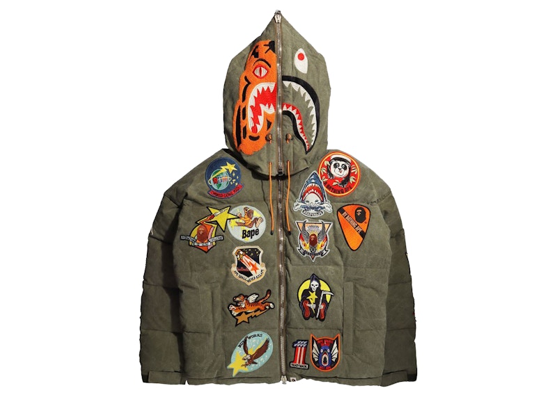 BAPE x READYMADE Tiger Shark Down Jacket Olivedrab Men's - FW21 - US