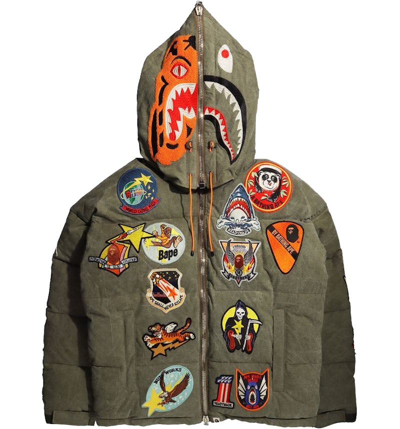 BAPE x READYMADE Tiger Shark Down Jacket Olivedrab Men's FW21 US