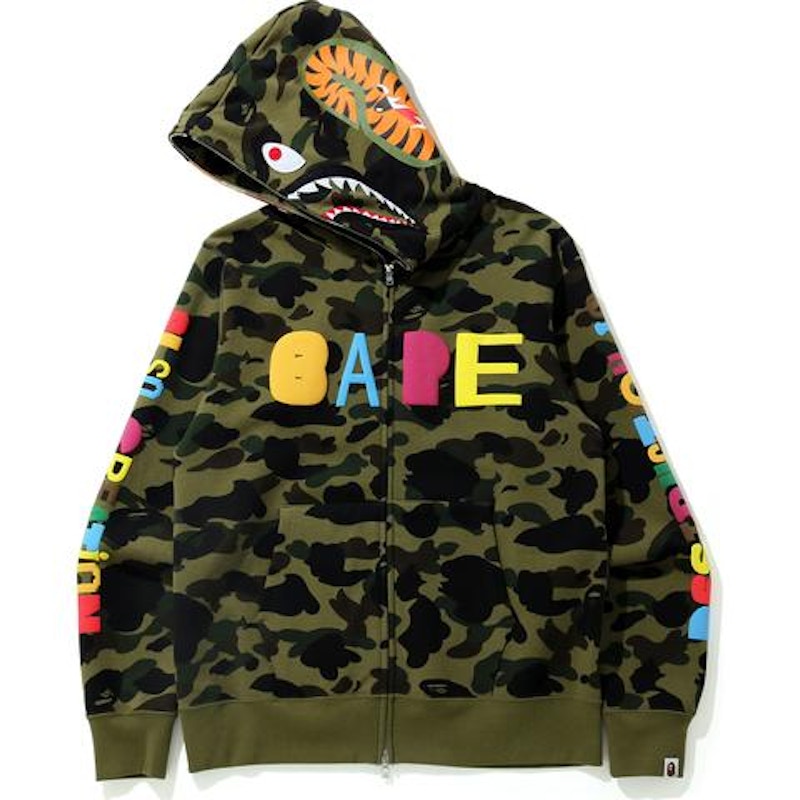 BAPE x READYMADE Tiger Shark Wide Full Zip Hood Green Men's - SS21 