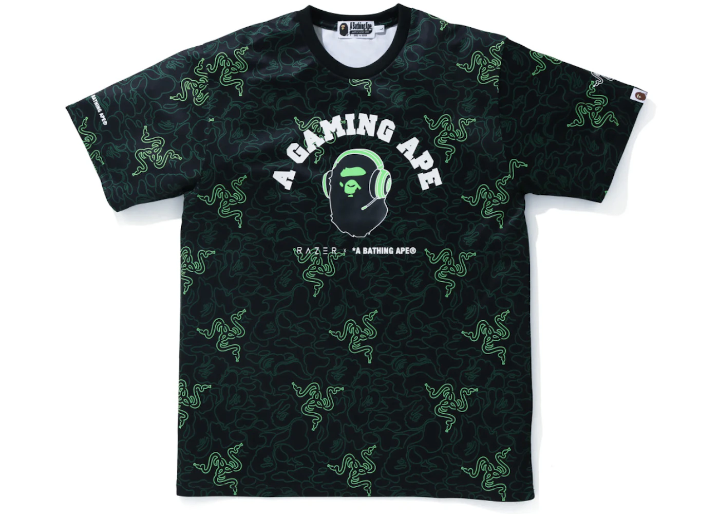 BAPE x Razer A Bathing Ape Neon Camo Team Tee Green Men's FW20 US