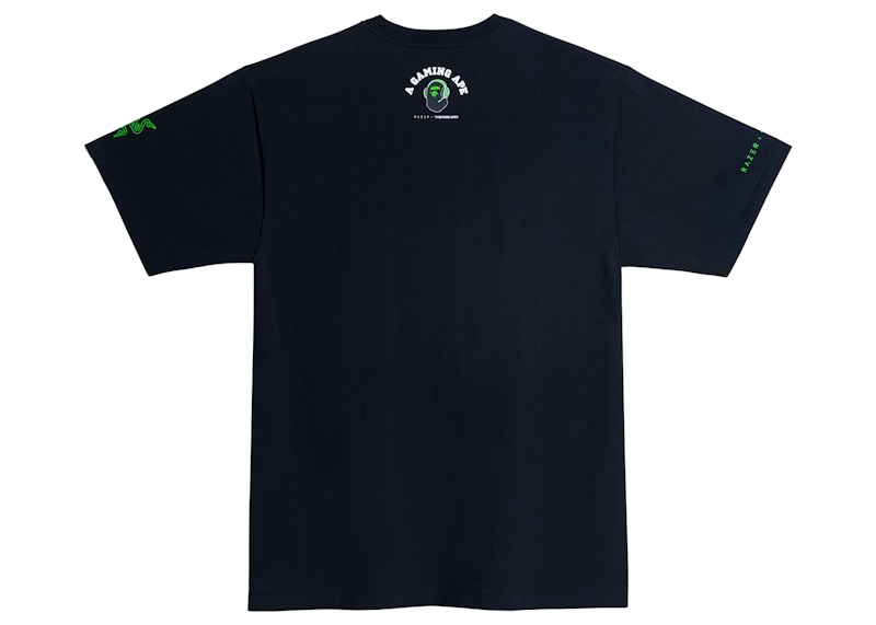 BAPE x Razer NEon Camo Ape Head Tee Black Green