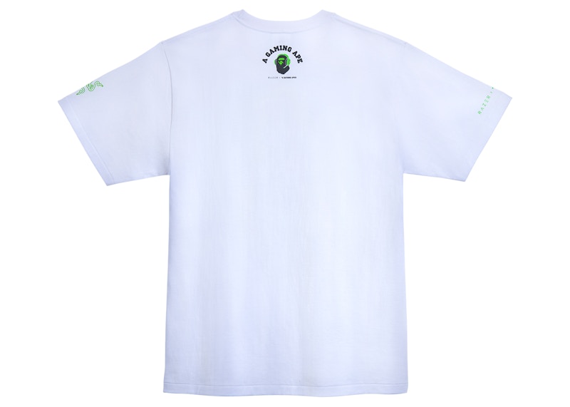 BAPE x Razer NEon Camo Ape Head Tee White Green