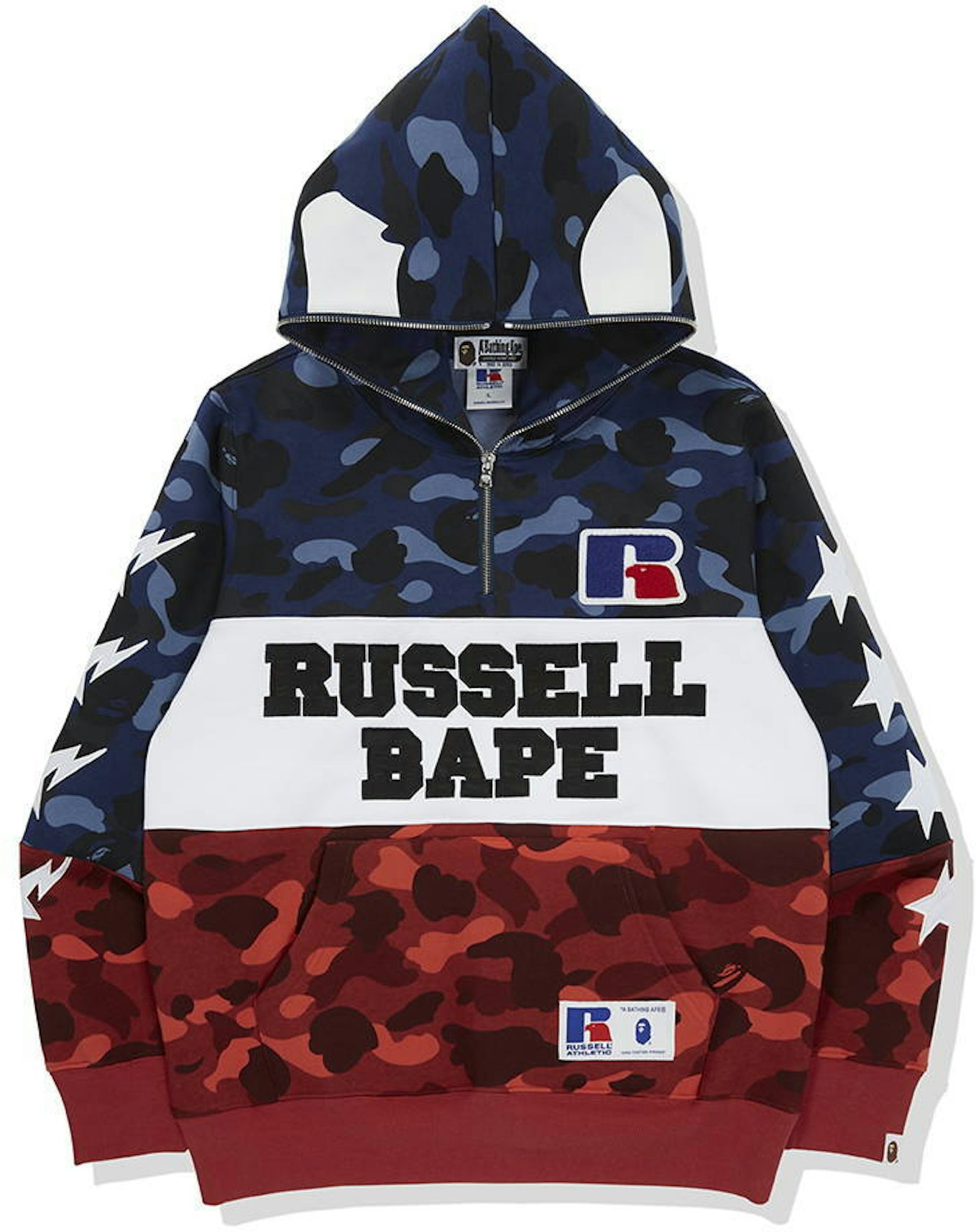 BAPE Color Camo College Full Zip Hoodie (FW21) Red for Women