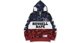 BAPE x Russell Color Camo Ape Half Zip Pullover Hoodie Red/White/Blue