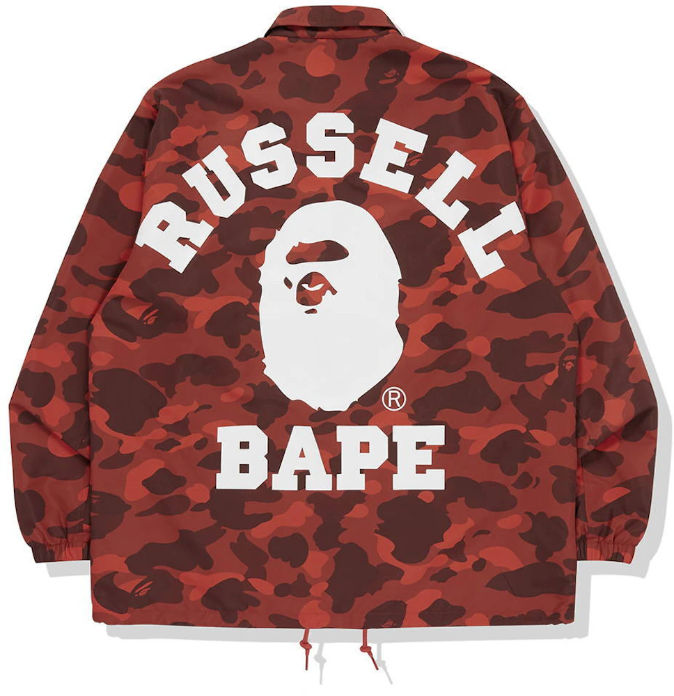 BAPE x Russell Color Camo College Coach Jacket Red Men's - FW20 - US