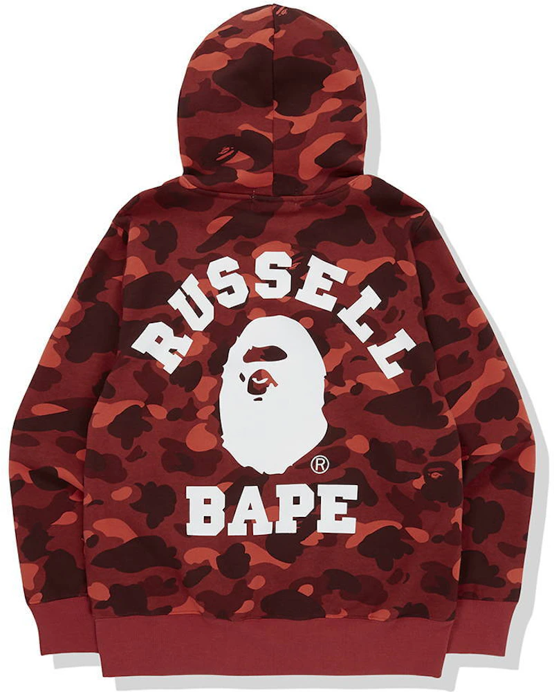 BAPE x Russell Color Camo College Pullover Hoodie Red Men's - FW20 - US