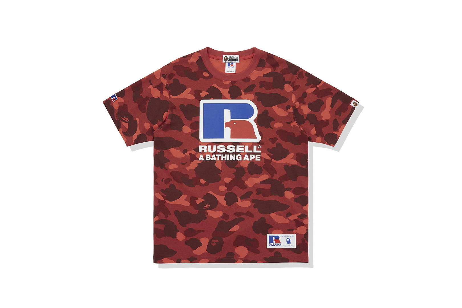 BAPE x Russell Color Camo Tee Red Men's - FW20 - US