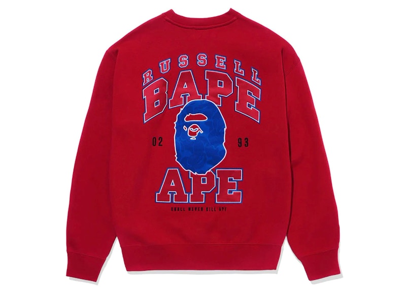 BAPE x Russell Crewneck Sweater Red Men's - FW23 - US