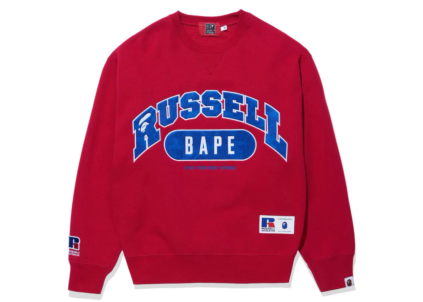 BAPE x Russell Crewneck Sweater Red Men's - FW23 - US
