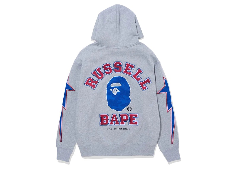 BAPE x Russell Pullover Hoodie Gray Men's - FW23 - US