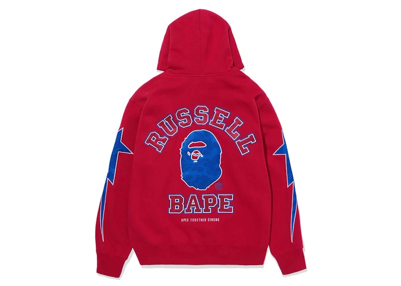 Red and 2024 blue bape hoodie