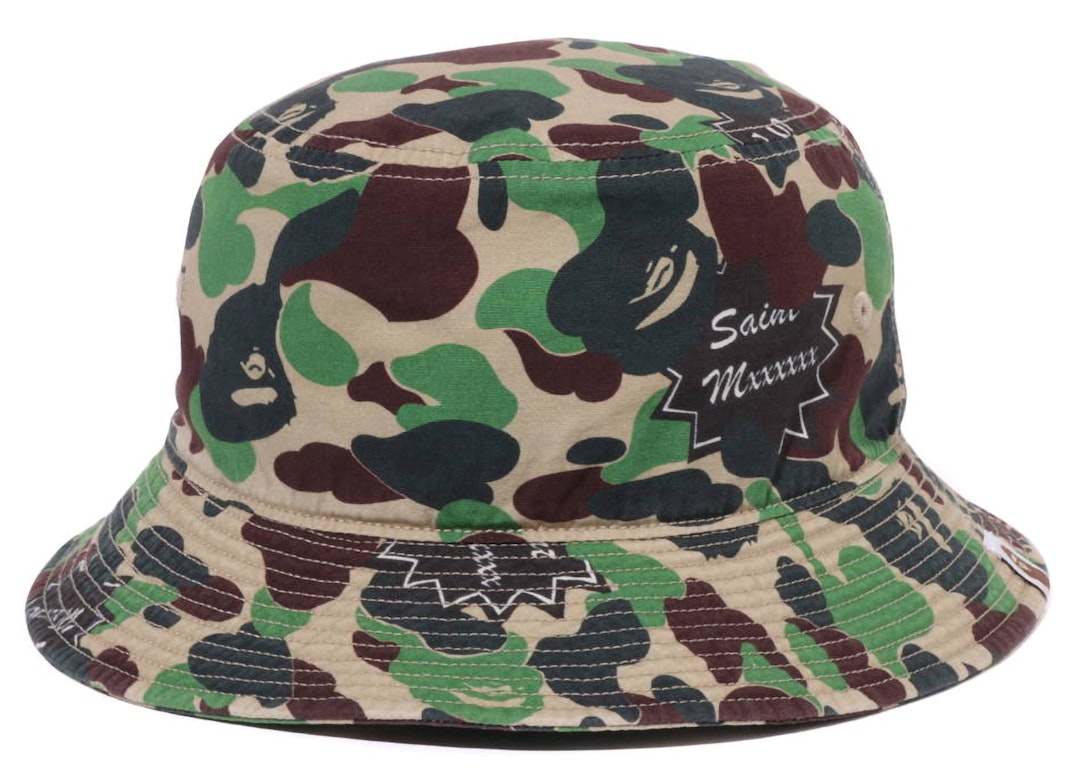 Pre-owned Bape X Saint Mxxxxxx Abc Camo Bucket Hat Green