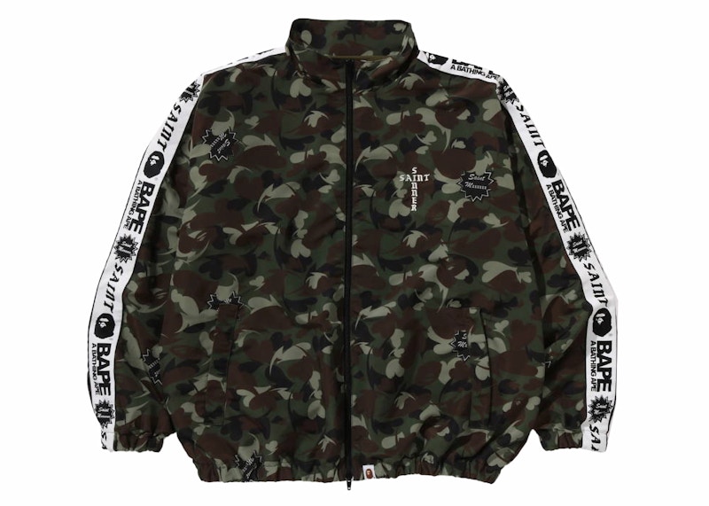 BAPE x Saint Mxxxxxx Heart Camo Track Jacket Olive