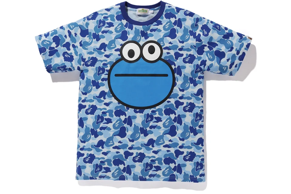 BAPE x Sesame Street ABC Camo Cookie Monster Tee Blue