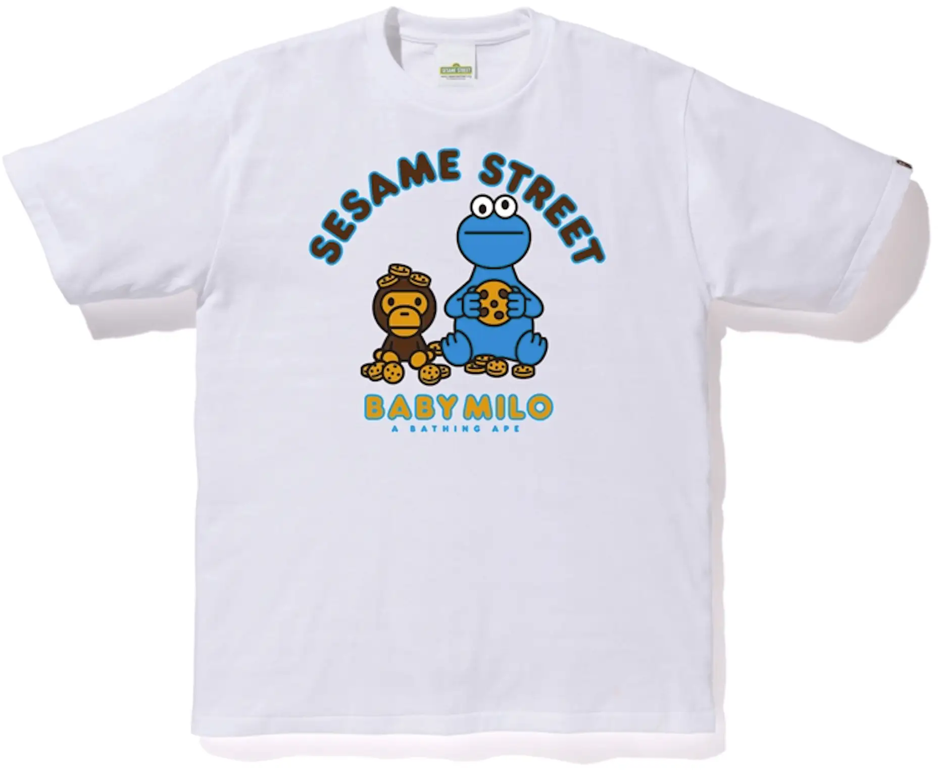 BAPE x Sesame Street Milo & Cookie Monster Tee White - FW19 - GB