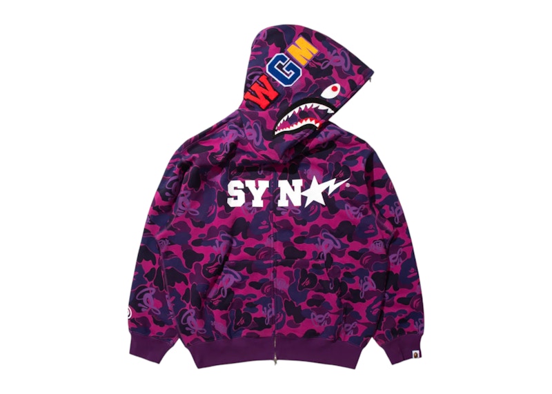 BAPE x Spotify x Central Cee Camo Shark Full Zip Hoodie Purple