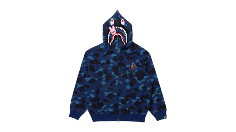 BAPE x Stray Kids Changbin Shark Full Zip Hoodie Navy Men's - FW25