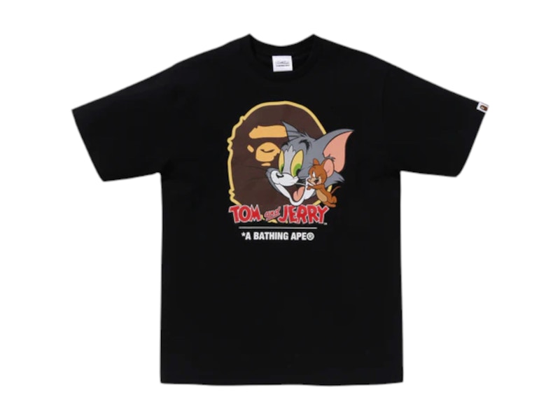 Pre-owned Bape Men's  X Tom And Jerry 85th Ape Head I Tee Shirt In Black