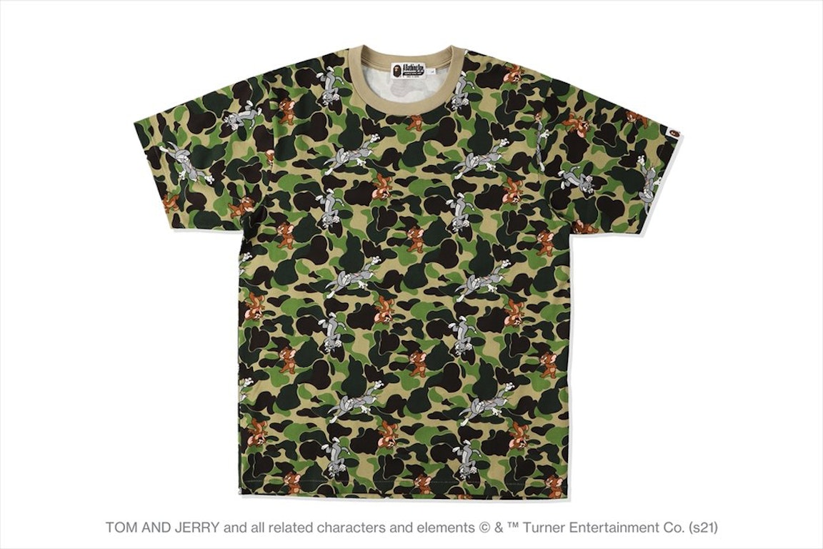 Pre-owned Bape X Tom And Jerry Camo Tee Green