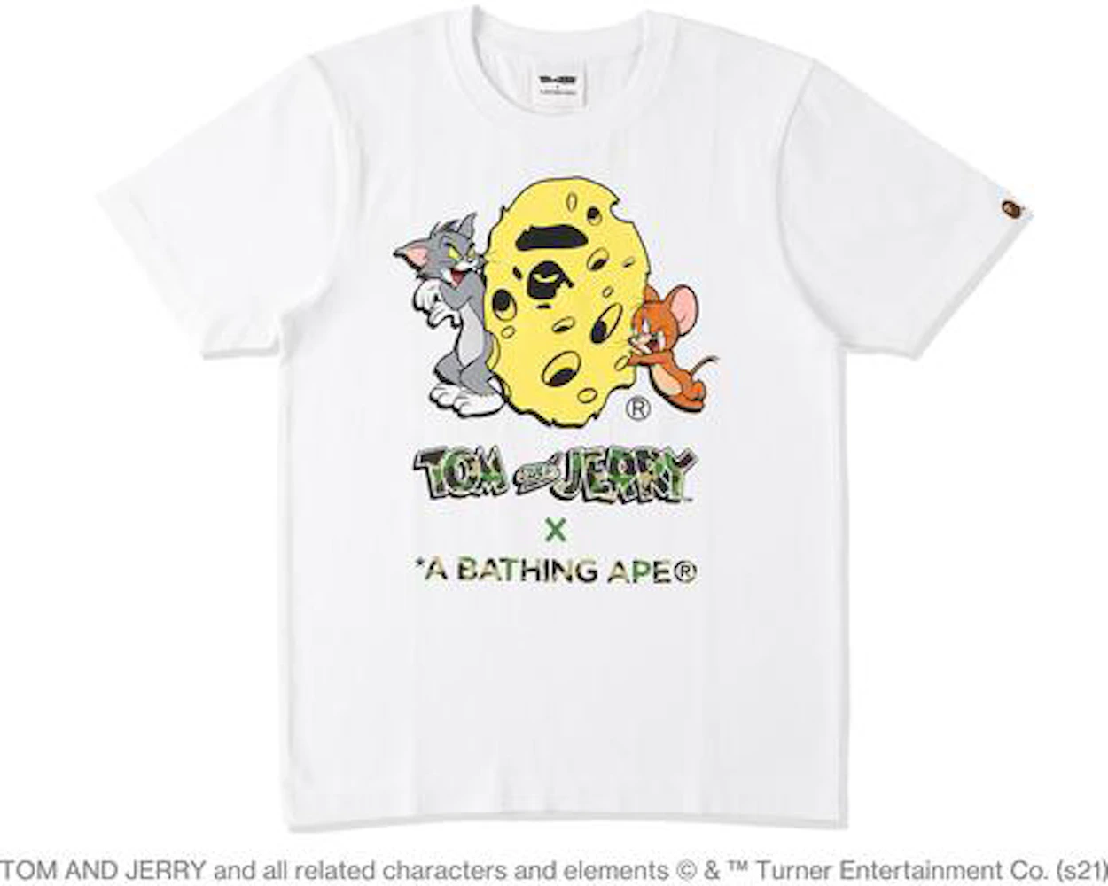 BAPE x Tom and Jerry Cheese Ape Head Kids Tee White Kids' - SS21 - US