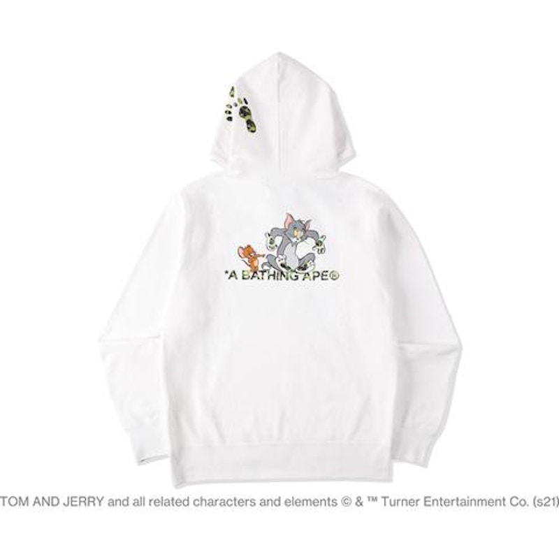 BAPE x Tom and Jerry Footprints Pullover Hoodie White Men's - SS21