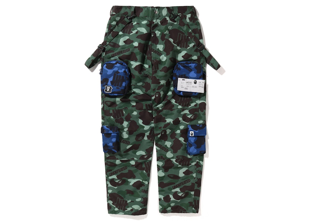 Pre-owned Bape X Undefeated Camo Multi Pouch Pocket Pants Green Blue