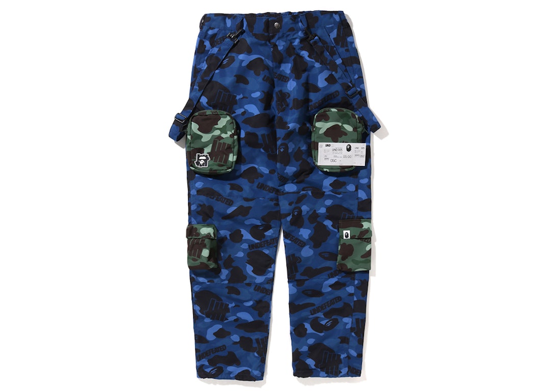 Pre-owned Bape X Undefeated Camo Multi Pouch Pocket Pants Navy