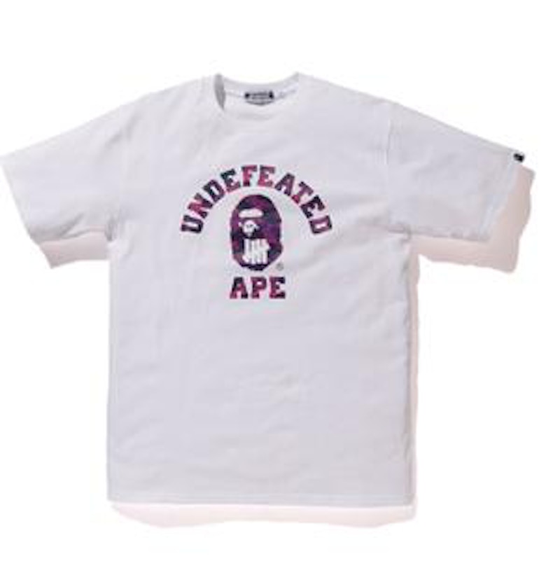 BAPE x Undefeated Color Camo College Tee White