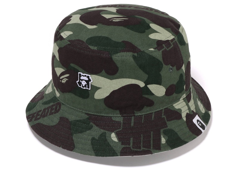 BAPE x Undefeated Color Camo Flannel Bucket Hat Green Men's - FW22