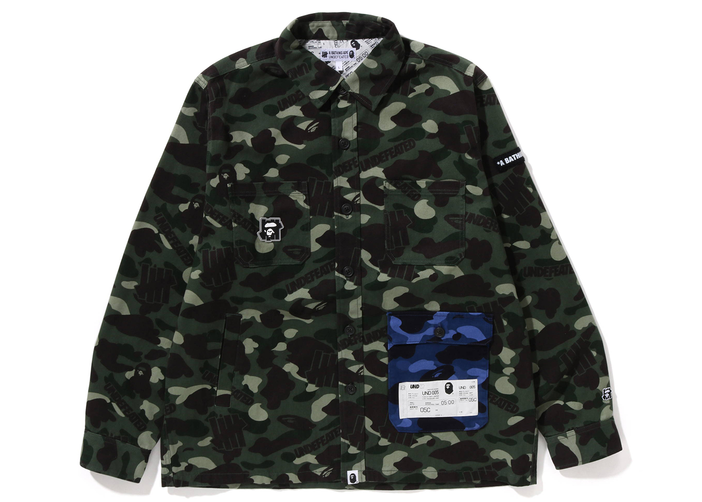 BAPE x Undefeated Color Camo Flannel Jacket Green Blue - FW22