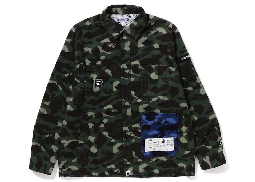Pre-owned Bape X Undefeated Color Camo Flannel Jacket Green Blue