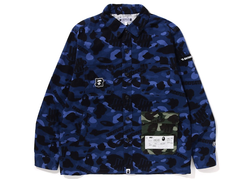 BAPE x Undefeated Color Camo Flannel Jacket Navy