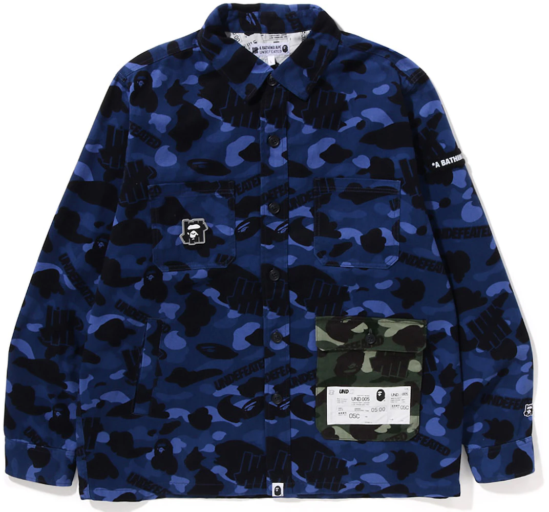 BAPE x Undefeated Color Camo Flannel Jacket Navy Men's - FW22 - US