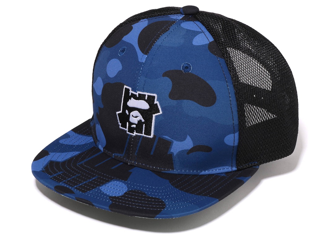 Pre-owned Bape X Undefeated Color Camo Mesh Cap Navy
