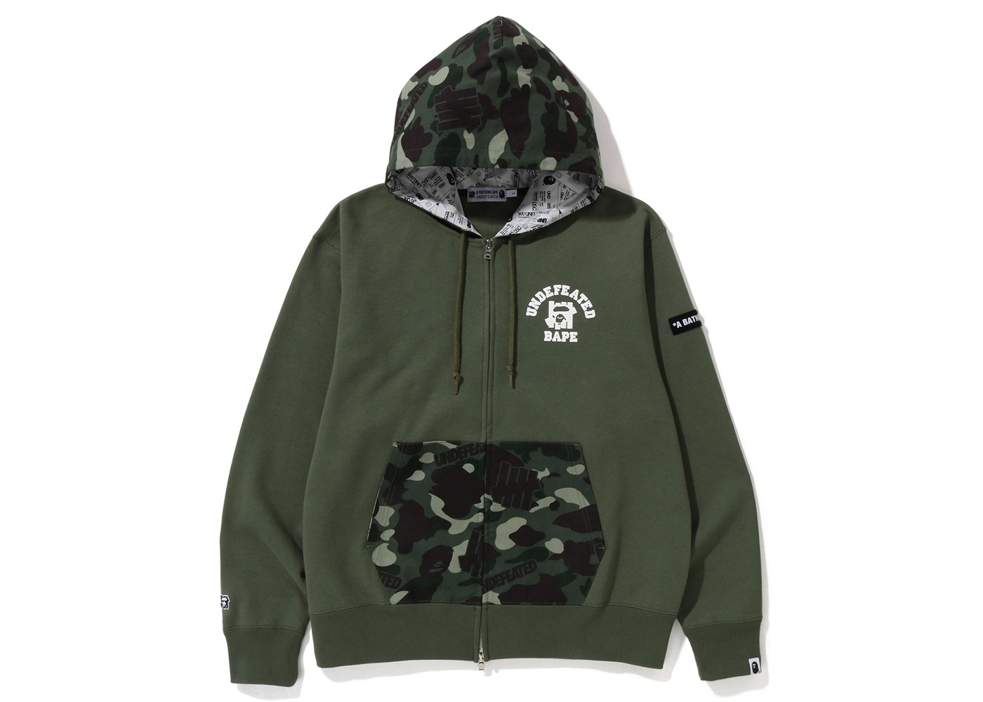 BAPE x Undefeated Color Camo Relaxed Zip Hoodie Green 男装- FW22 - CN