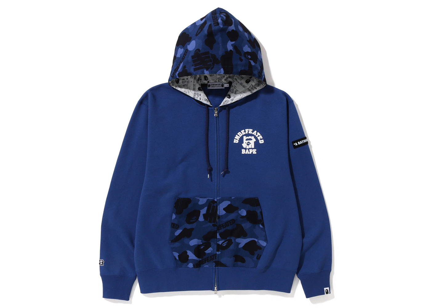 BAPE x Undefeated Color Camo Relaxed Zip Hoodie Navy