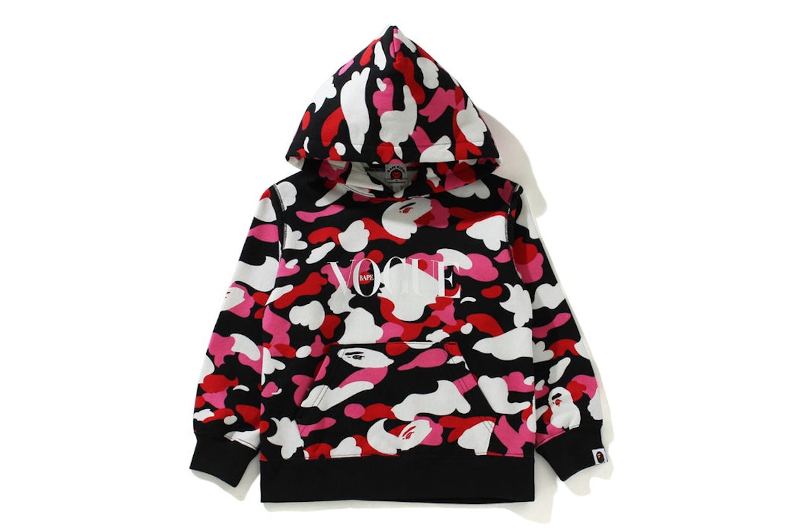 Pre-owned Bape X Vogue Abc Camo Pullover Hoodie (kids) Black Pink White