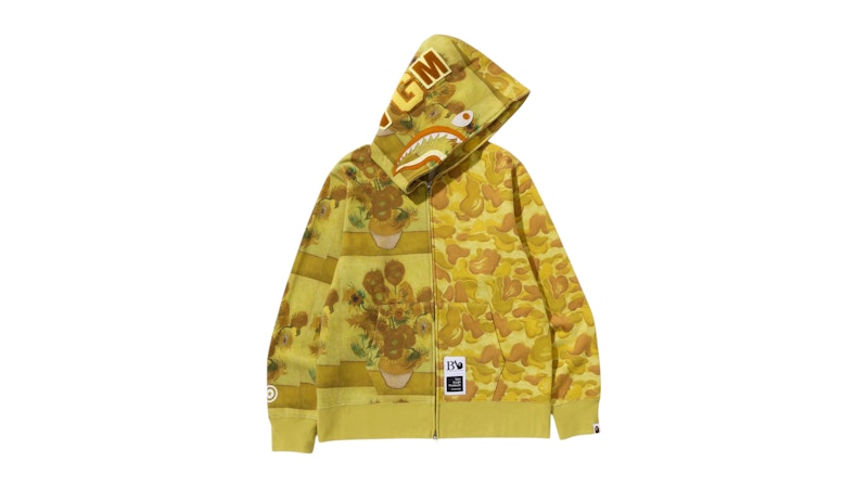 【セール】福袋/福箱ファッション通販 BAPE x Van Gogh Museum Shark Full Zip Hoodie Yellow Men's トップス