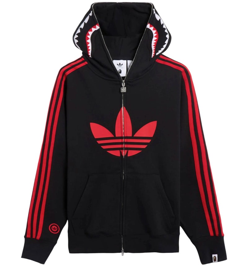 BAPE x adidas Shark Fleece Full Zip Hoodie Black Men's SS25 US