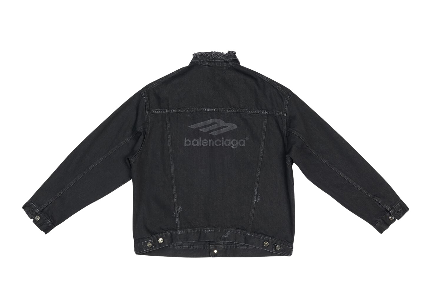 Balenciaga 3B Sports Icon Large Fit Japanese Denim Jacket Black