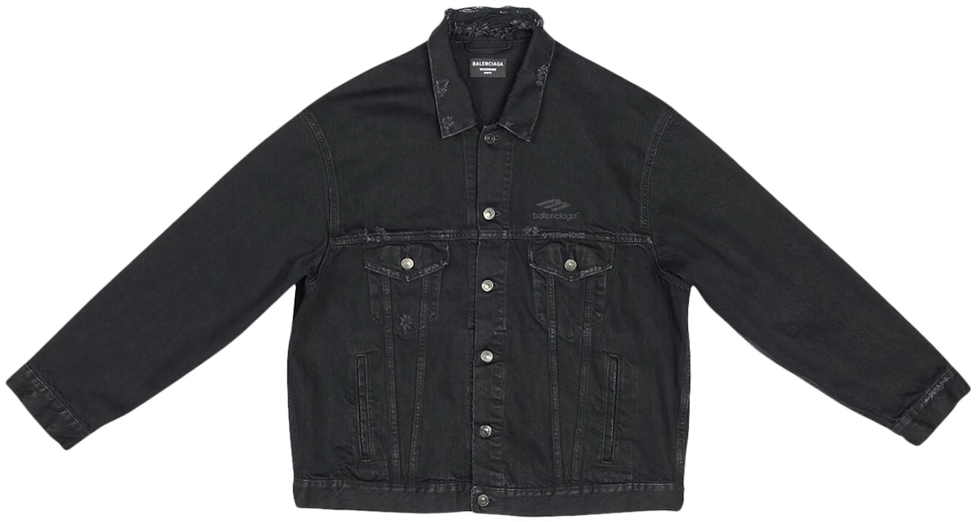 Balenciaga Men's Denim Style Jacket - Black - Size Small