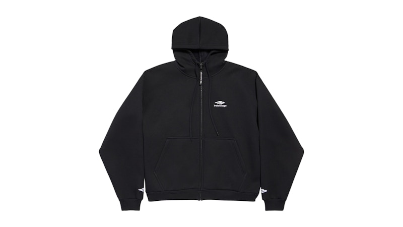 Balenciaga 3B Sports Icon Zip-Up Hoodie Black/White Men's - FW25 - US