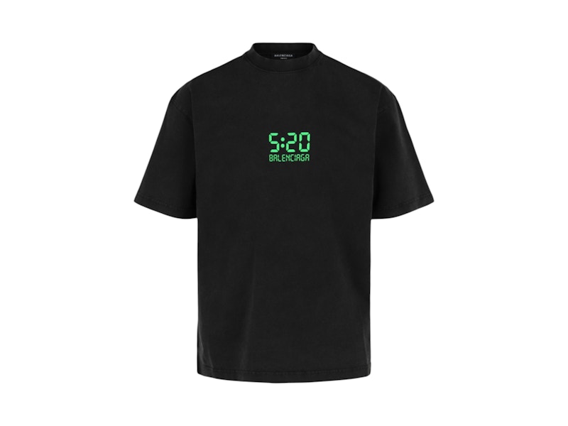 リアル Wash T-Shirt Graphic 5:20 Balenciaga Black/Green US - Men's トップス