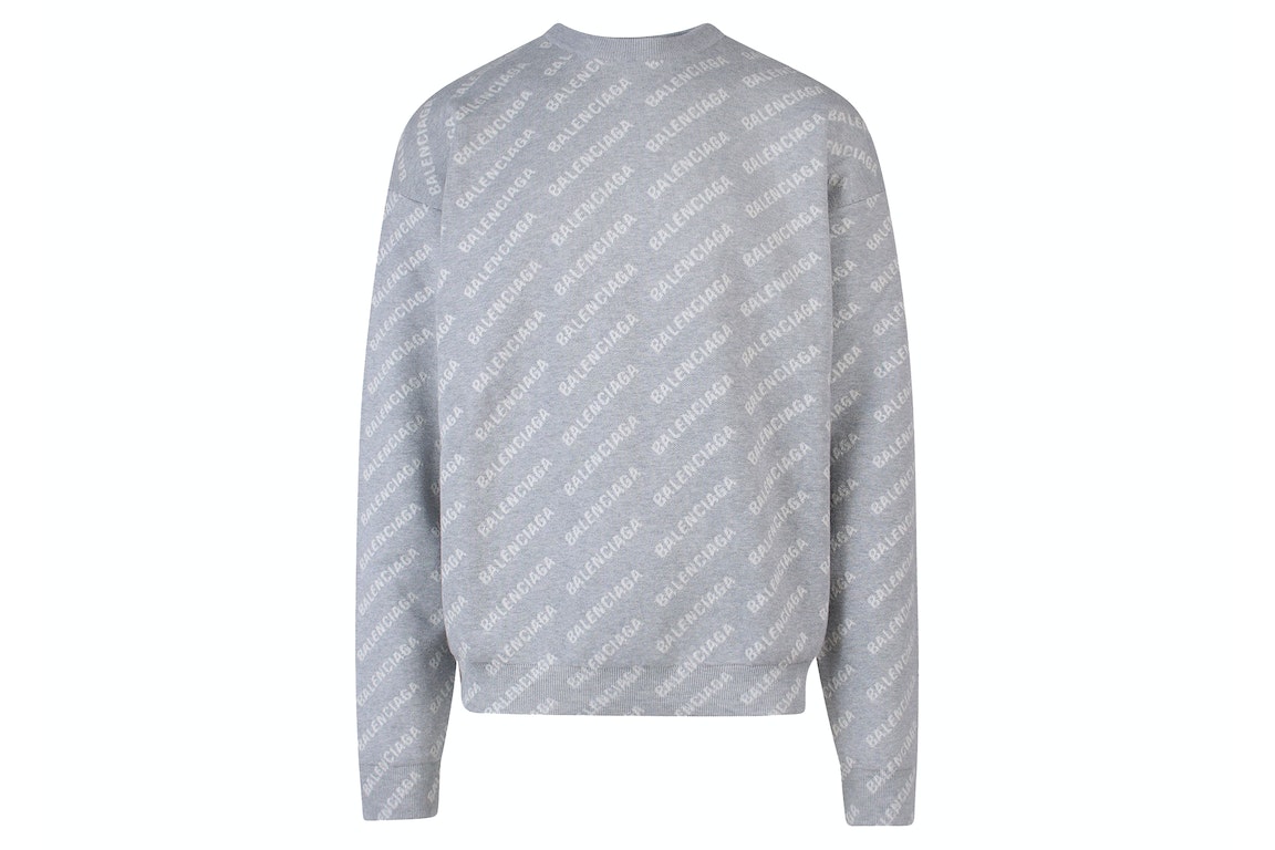 Pre-owned Balenciaga All-over Logo Knitwear Sweater Grey