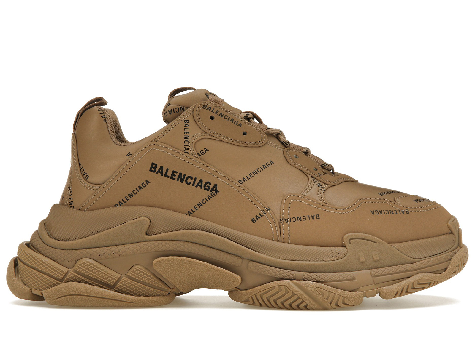 Balenciaga All Over Logo Triple S Beige