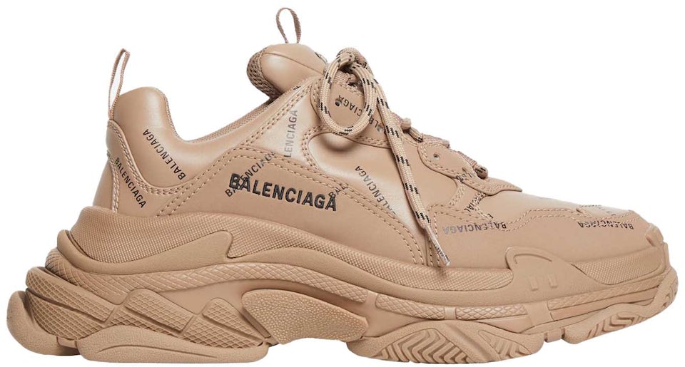 Balenciaga Women's Triple S Logotype Sneakers - Beige - Size 9