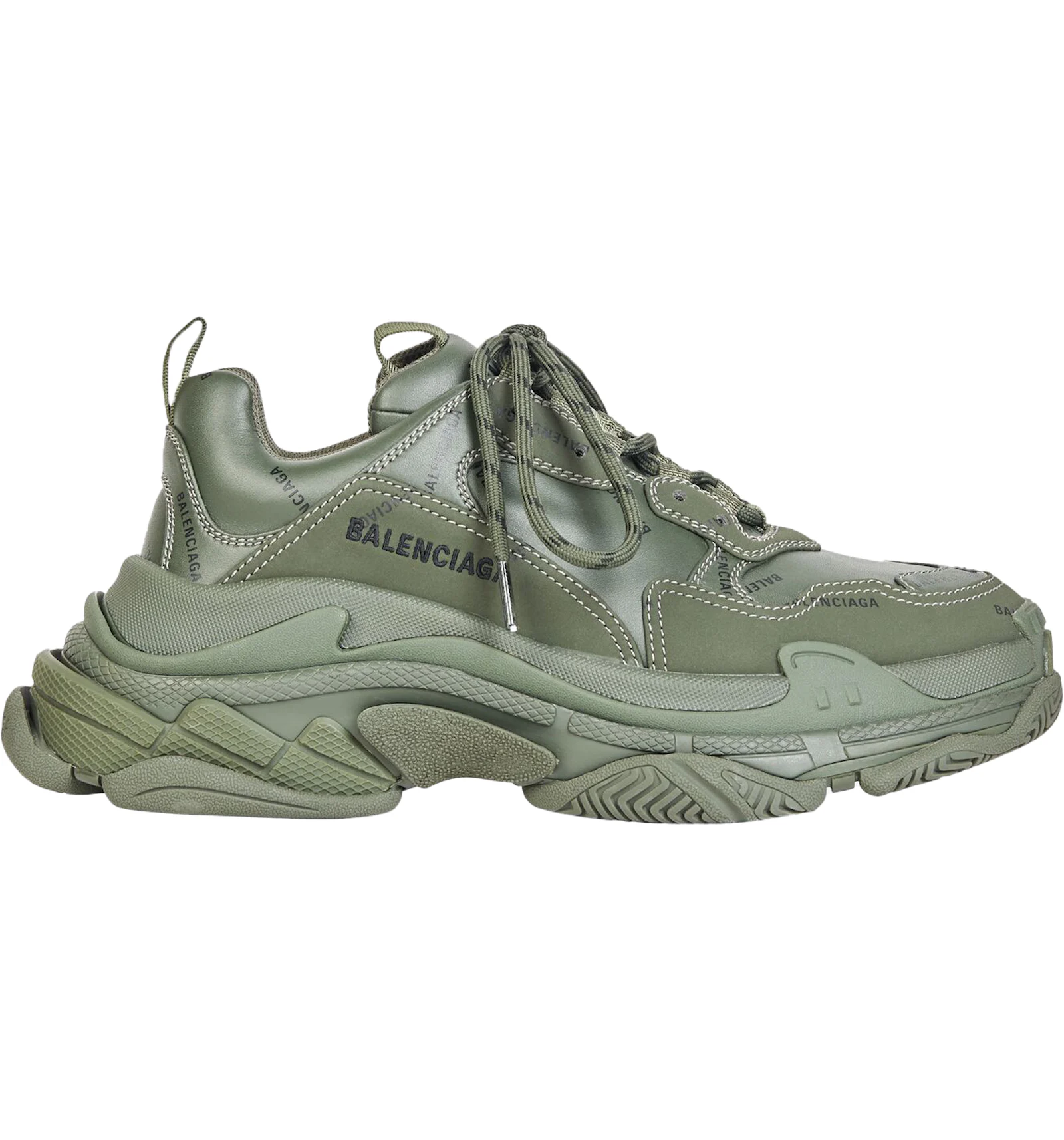 All green top balenciaga triple s